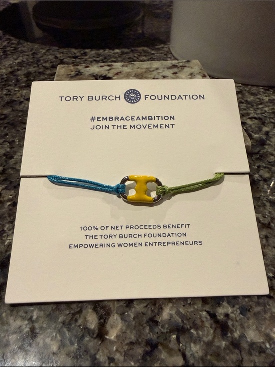 Tory Burch Jewelry - Tory Burch Foundation Yellow Enamel Logo Cord Bracelet